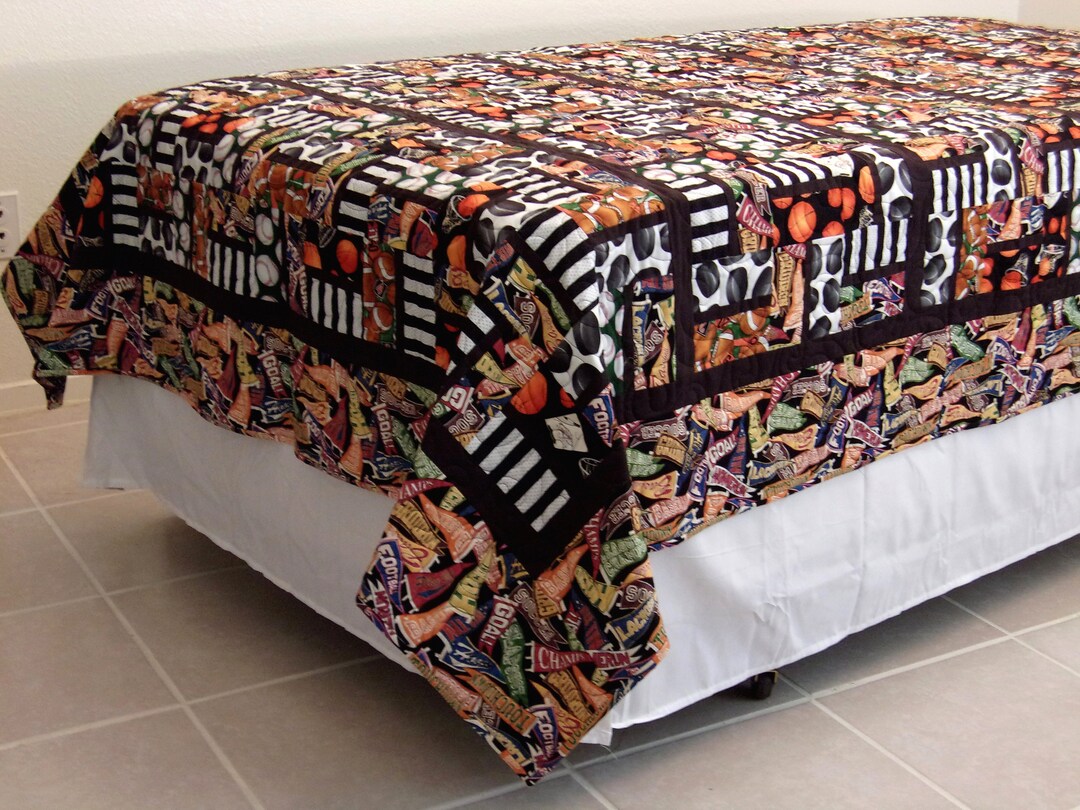 Twin Bed Quilt Sports Fan Quilt Twin Sports Bedding quilts for Sale Twin Size Quilt Etsy