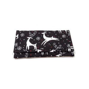 Cartera navideña de reno, acolchada, de tela suave, triple pliegue, hecha a mano, con cremallera y bolsillo, regalo para ella