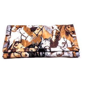 I Love Horses Wallet Quilted Trifold Women's Handmade Fabric Wallet Zipper Pocket Gift for Her