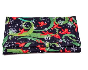 Christmas Cardinal Wallet Quilted Soft Fabric Trifold Women's Handmade Zipper Pocket