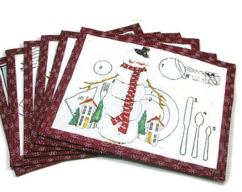 Christmas Quilted Placemats (set of 6) - Buffalo Plaid Border