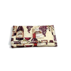 Cartera de vino tinto para mujer, acolchada, triple, de tela suave, con cremallera y bolsillo, regalo para amantes del vino.