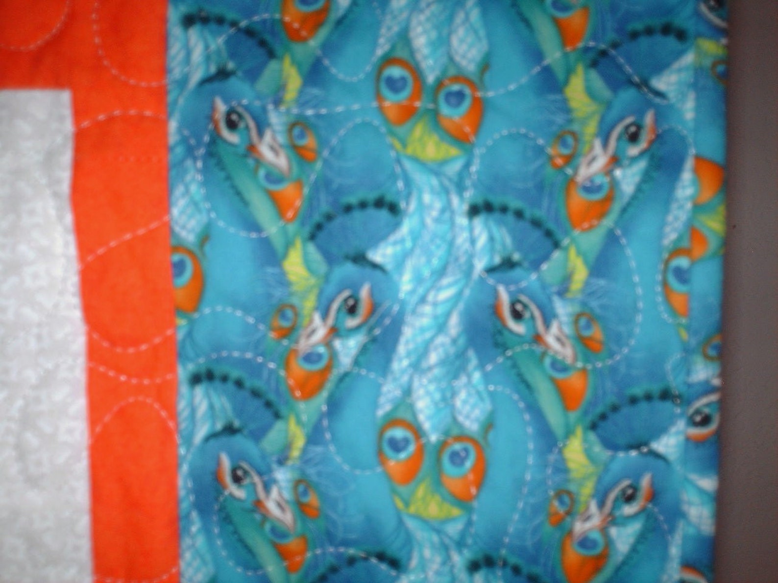 Peacock Quilt / Sofa Quilt / Handmade Quilt / Lap Quilt / Blue Etsy