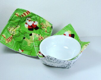 Christmas Bowl Cozy: Santa, Reindeer, & Snowman - Microwave Safe