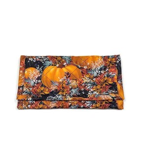 Kürbis gesteppte Brieftasche Damen Herbst Brieftasche dreifaltiger weicher Stoff Brieftasche Reißverschluss Tasche handgemachtes Geschenk für sie