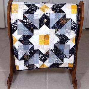 Black Gray Gold Queen Quilt Bed Quilt Patchwork Queen Quilt Handmade