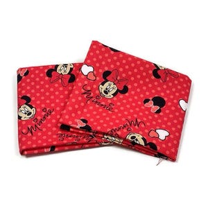 2 retales de tela de algodón para patchwork de Minnie Mouse