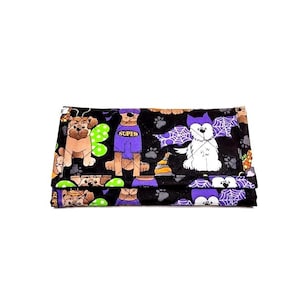 Cartera de perro de Halloween, cartera triple para mujer, hecha a mano, de tela acolchada suave, con bolsillo con cremallera, regalo para ella