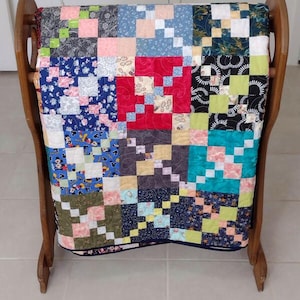 Scrappy Queen Quilt Crossroads Queen Size Bed Quilt Handmade Patchwork Queen Quilts for Sale