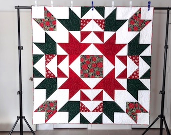 Modern Christmas Quilt: Handmade Patchwork Red Green Holiday Decor