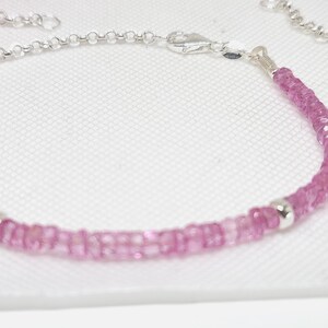 Dainty Pink Topaz Bracelet in Sterling Silver - Handcrafted Jewelry. Adiustable size