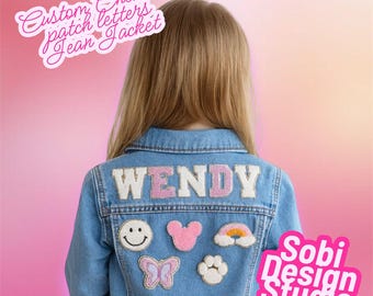 Personalized Kids Denim Jacket, Custom Chenille Name Patch, Toddler Birthday Gift