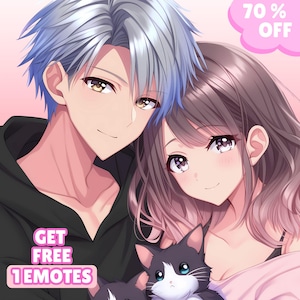 Anime Couple Portrait l Custom Anime Portrait, Anime Portrait, Anime Commission Art, Honeymoon Gift, Portrait from Photo, Manga Portrait