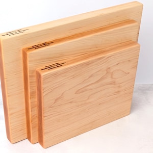Maple Cutting Board Set of 3, One Piece Solid Hard Maple, No Glue Boards Only