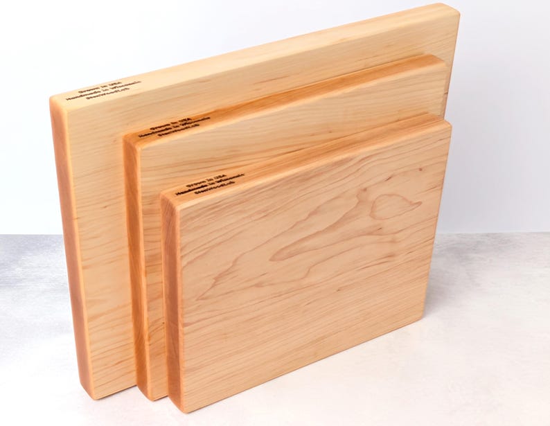 Maple Cutting Board Set of 3, One Piece Solid Hard Maple, No Glue Boards Only