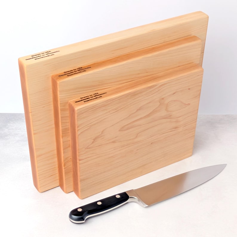 Maple Cutting Board Set of 3, One Piece Solid Hard Maple, No Glue bild 3