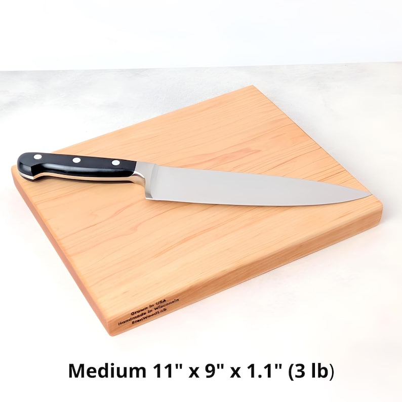 Maple Cutting Board – One Piece Solid Hardwood (No Glue), Thick Handmade Kitchen Board, Made in USA, Available in 4 Sizes afbeelding 5