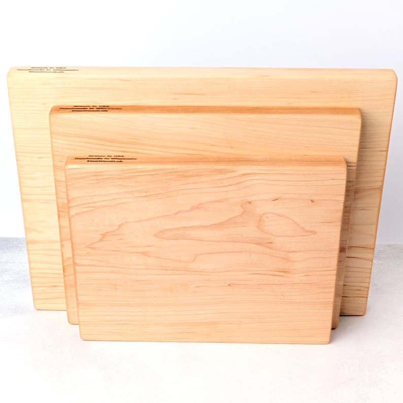 Maple Cutting Board Set of 3, One Piece Solid Hard Maple, No Glue bild 2