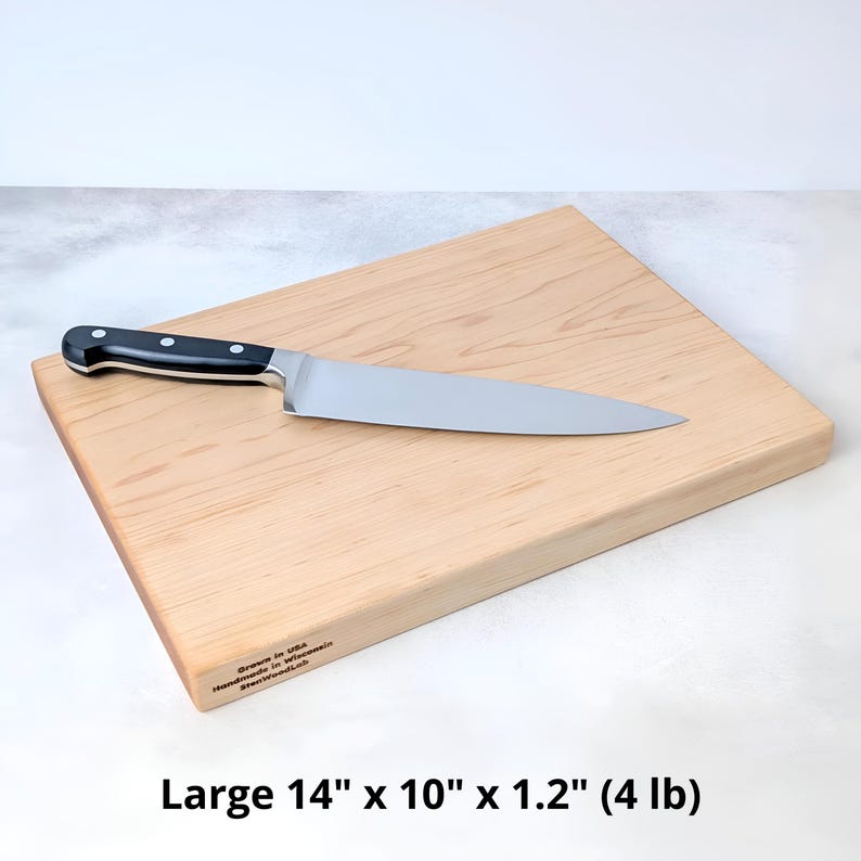 Maple Cutting Board – One Piece Solid Hardwood (No Glue), Thick Handmade Kitchen Board, Made in USA, Available in 4 Sizes afbeelding 7