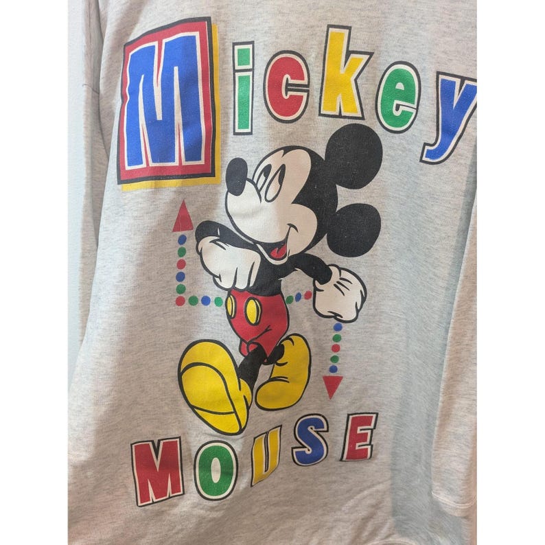 Vintage Mickey Unlimited Sweatshirt Mens Big 1X Gray Mickey Mouse Fleece 90s image 2