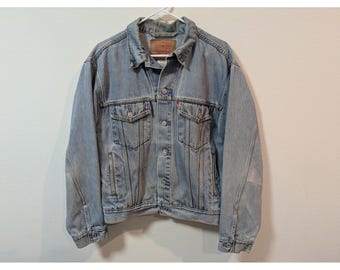 Vintage Levis Standard truckerjack heren medium blauwe denim knop klassiek Y2K