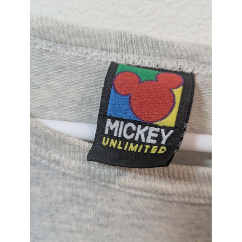 Vintage Mickey Unlimited Sweatshirt Mens Big 1X Gray Mickey Mouse Fleece 90s image 5