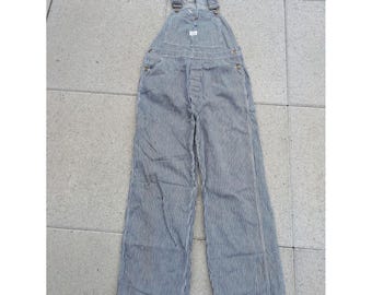 VTG Sears Overalls Railroad Hickory Striped Denim Union Made Vat Dyed 60's