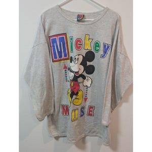 Vintage Mickey Unlimited Sweatshirt Mens Big 1X Gray Mickey Mouse Fleece 90s image 1