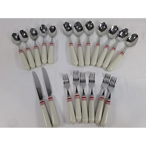 RLL Ralph Lauren Stainless Flatware Set Red Cutlery Vintage Retro