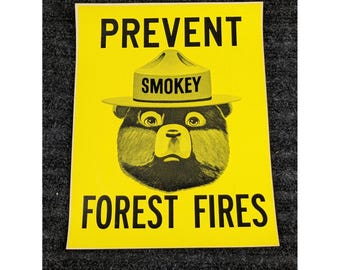 Adesivo vintage Smokey Bear per prevenire gli incendi boschivi, da collezione, per la sicurezza antincendio