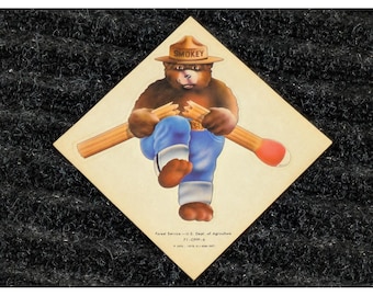 Vintage 1970 Smokey Bear Waldbrandverhütung Spiel Aufkleber USFS USA