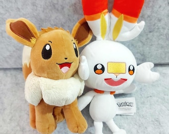 Set of 2 Pokémon 2022 Plush Toys Eevee and Scorbunny