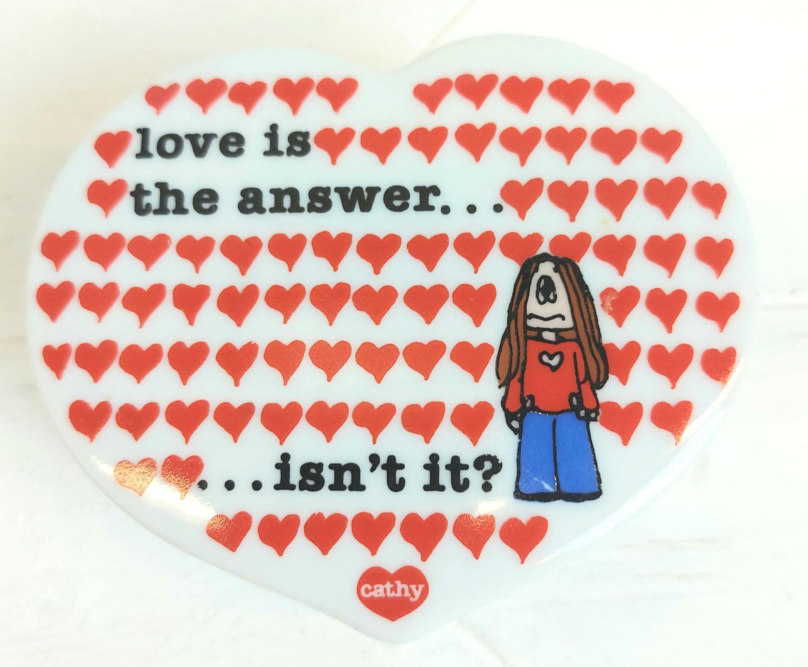 Vintage 1983 Love is the Answer Cathy Cartoon Porcelain Heart