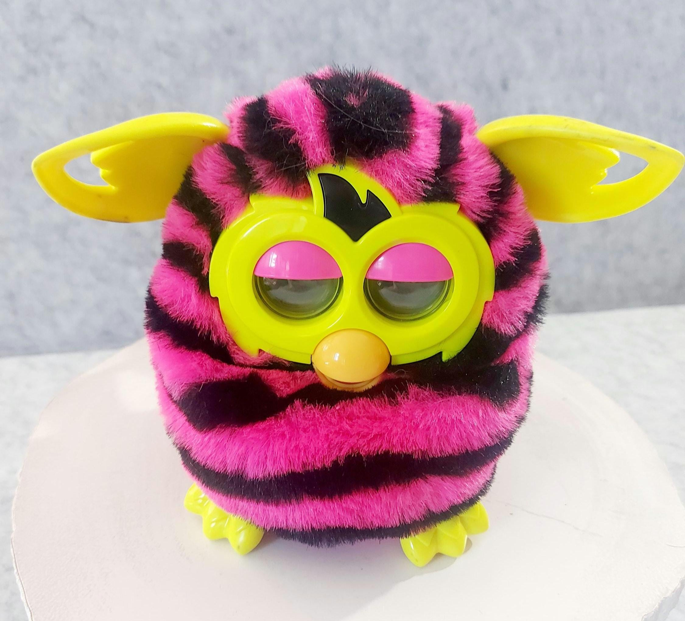 Hasbro Furby Bright Pink and Black Stripes With Yellow Features