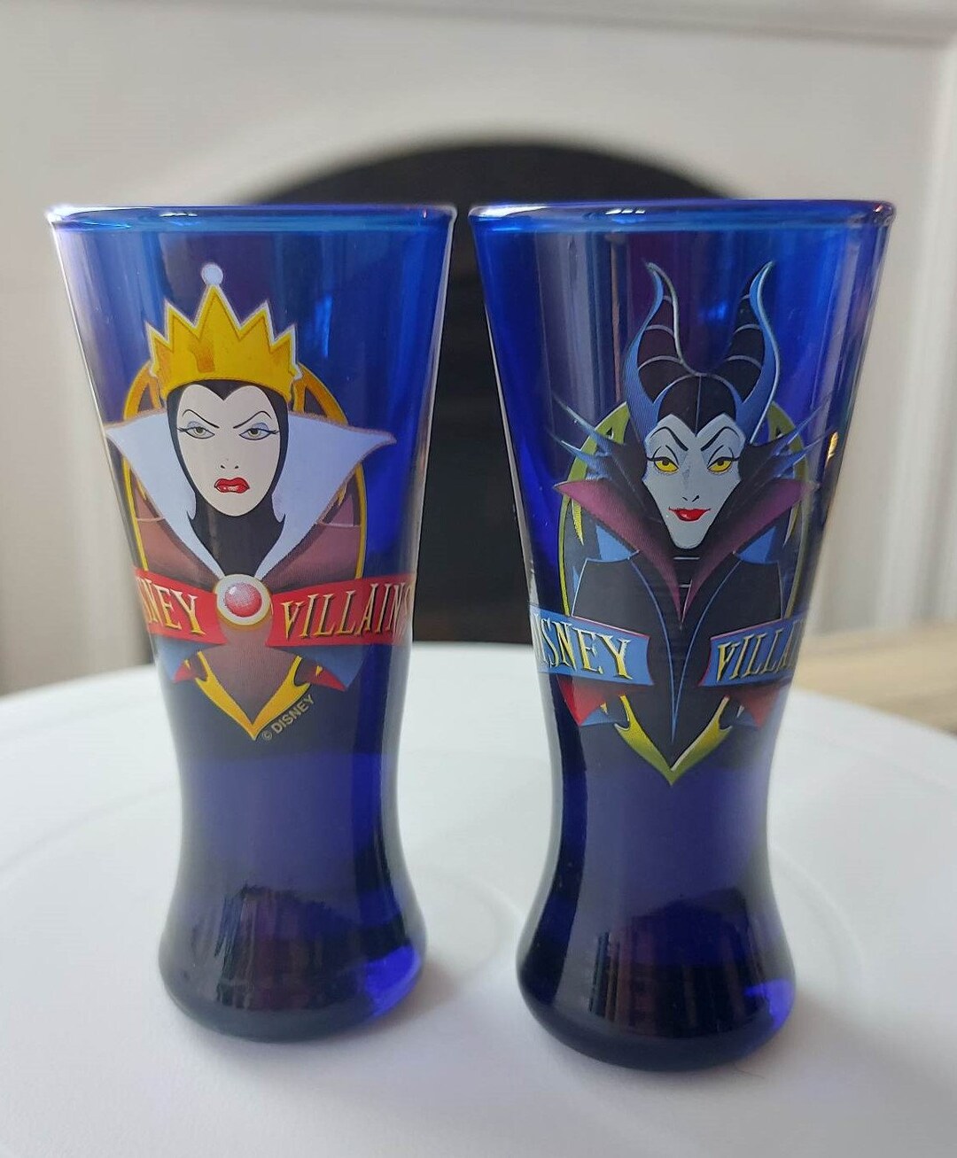 Vintage Disney Villains Snow White Maleficent Cobalt Blue Shot Glasses