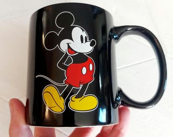 Disney Mickey Mouse Mug Black with Red Interior & Lettering