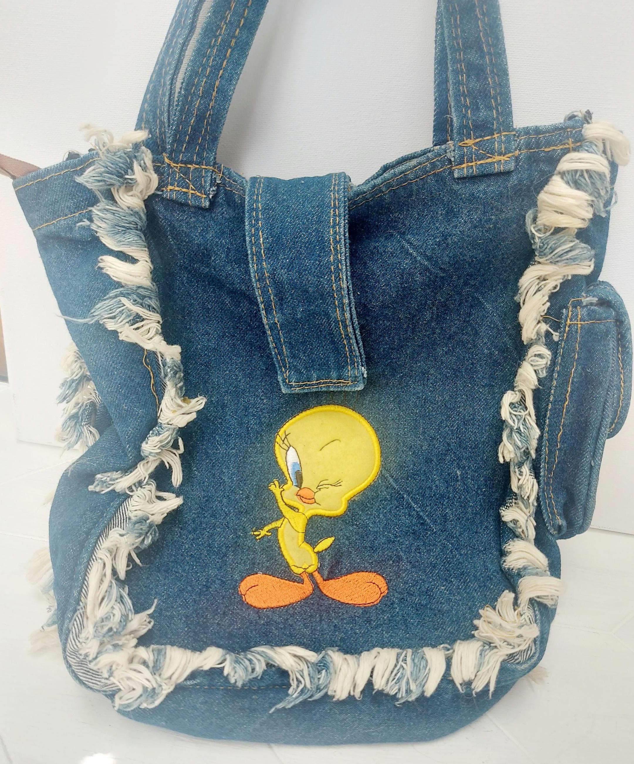 Vintage Looney Tunes Tweety Bird Blue Denim Backpack Vintage Looney Tunes Tweety Bird Blue Denim Backpack | eBay main image 2