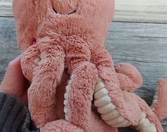 Jellycat Odell Octopus Jumbo Large Plush Toy Doll Stuffed Animal Pink Salmon 22"