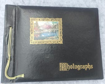 Vintage 1940's 1950's Photograph Album Tie-Spine New Scrapbook Album