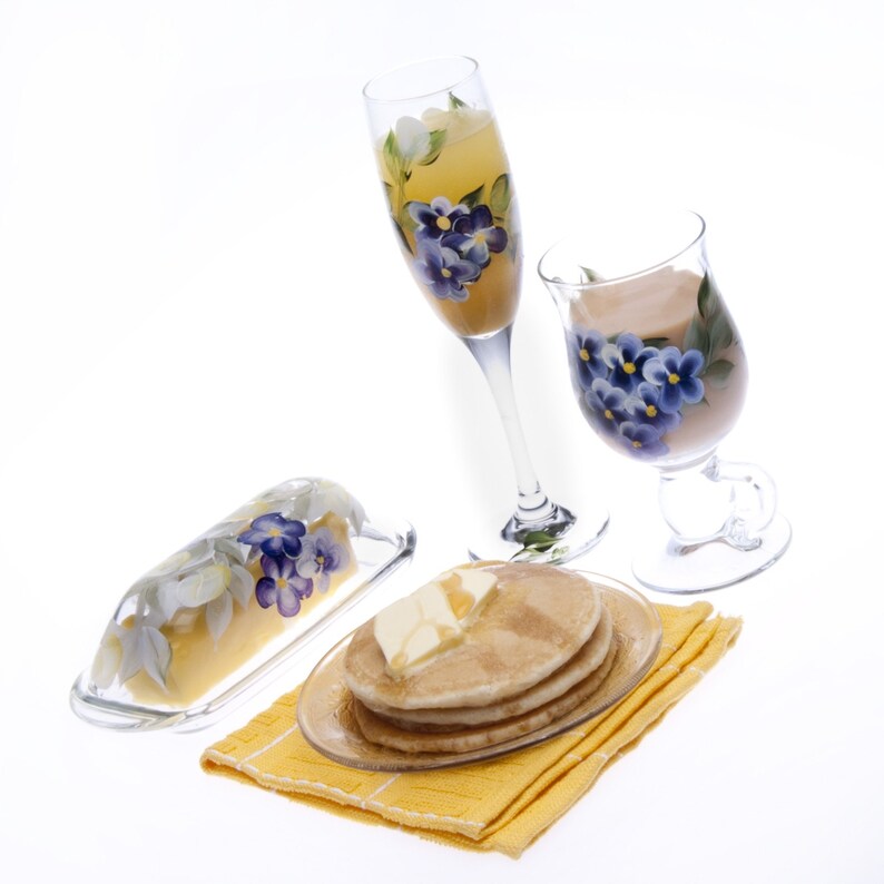 Champagne Flutes Hand Painted in Floral Design Toasting Etsy