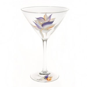 Hand Painted Topical Martini  Glass Set of 1