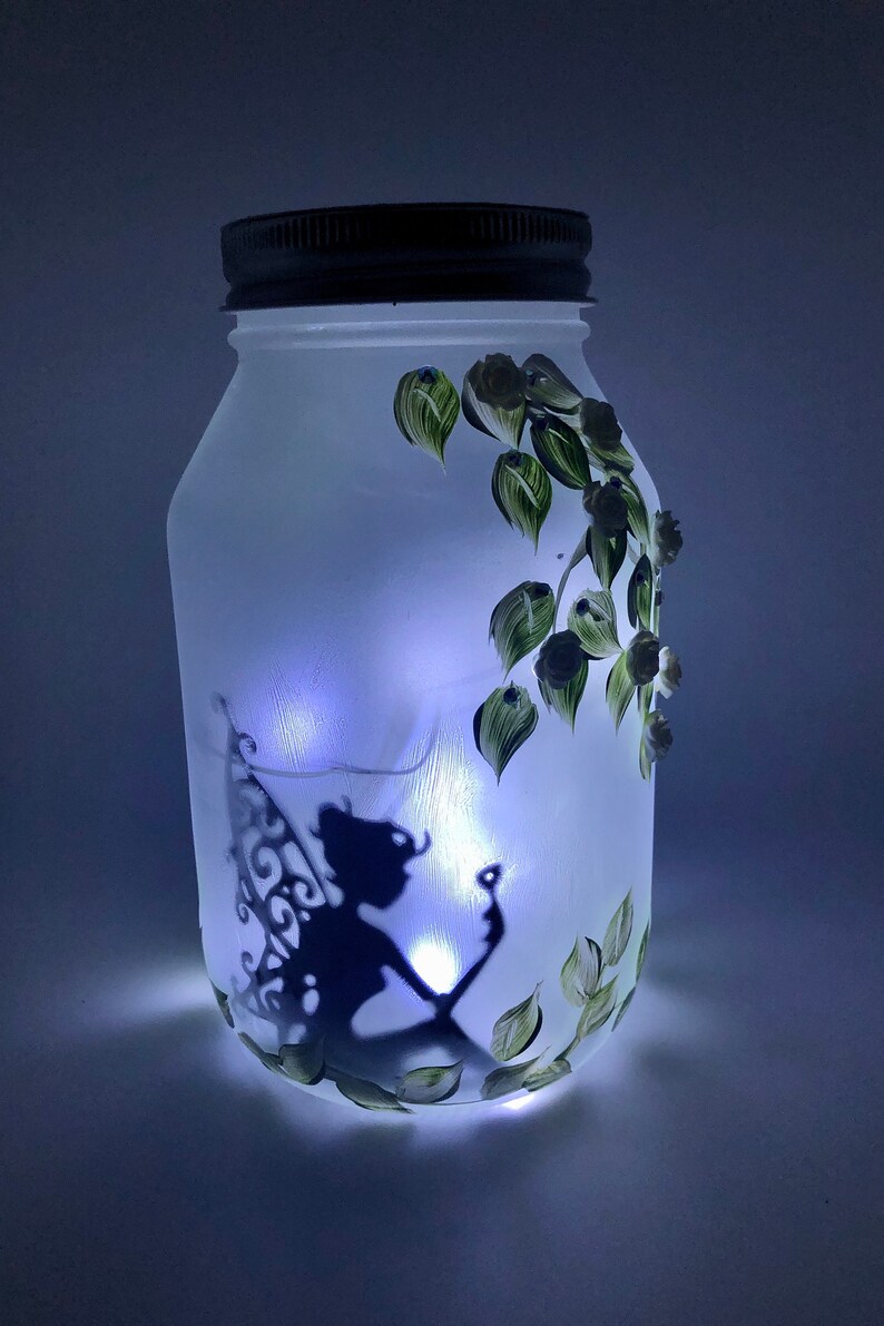 Fairy Mason Jar Luminary Hand Painted Large 32 oz Etsy