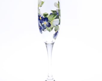 Champagne Flutes Hand Painted in Floral Design - Toasting Glasses -  Wedding Couple Gift - Set of 2