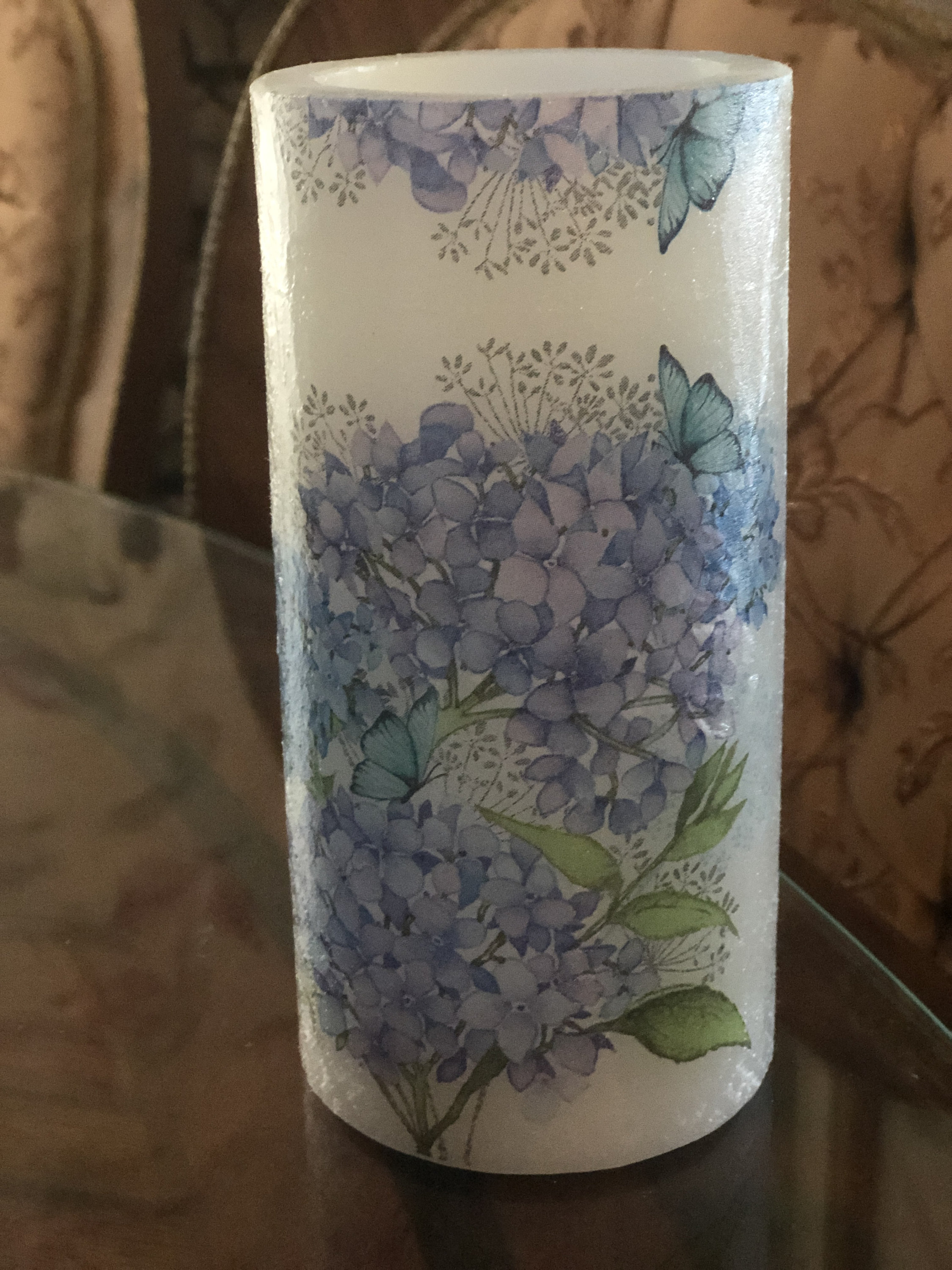Blue Hydrangea Flameless 6 Pillar Candle Etsy