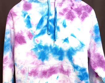 Orchid Sky Hoodie, Dreamy Tie Dye in Azure Blue and Violet Hues, purple blue hoodie, orchid blue tie dye