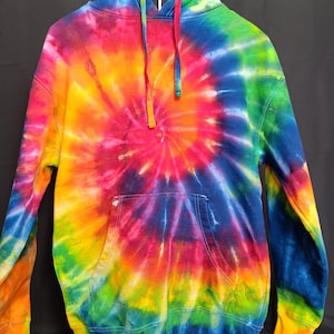 Tie Dye Medium Rainbow Hoodie, men&#39;s tie dye hoodie, women&#39;s tie dye hoodie, tie dye hooded sweatshirt, rainbow hoodie, rainbow spiral
