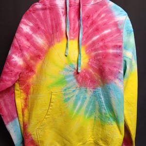 Tie Dye Hoodie Size Medium, rainbow spiral hoodie, women&#39;s tie dye hoodie, tie dyed hooded sweatshirt, medium tie dye pullover