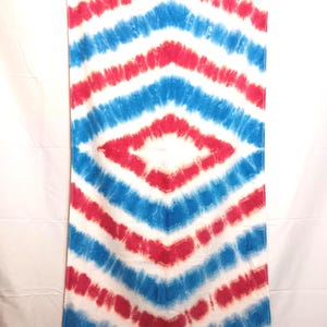 Red, White, Blue Tie Dye Beach Towel, patriotic tie dye beach towel, striped beach towel, unique tie dye beach towel, handmade beach towel