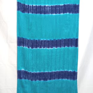 Blue Striped Tie Dye Beach Towel, handmade tie dye beach towel, 2 tone blue beach towel