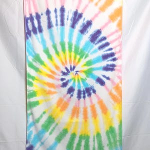 Rainbow Tie Dyed Beach Towel, colorful tie dye beach towel, pastel tie dye beach towel